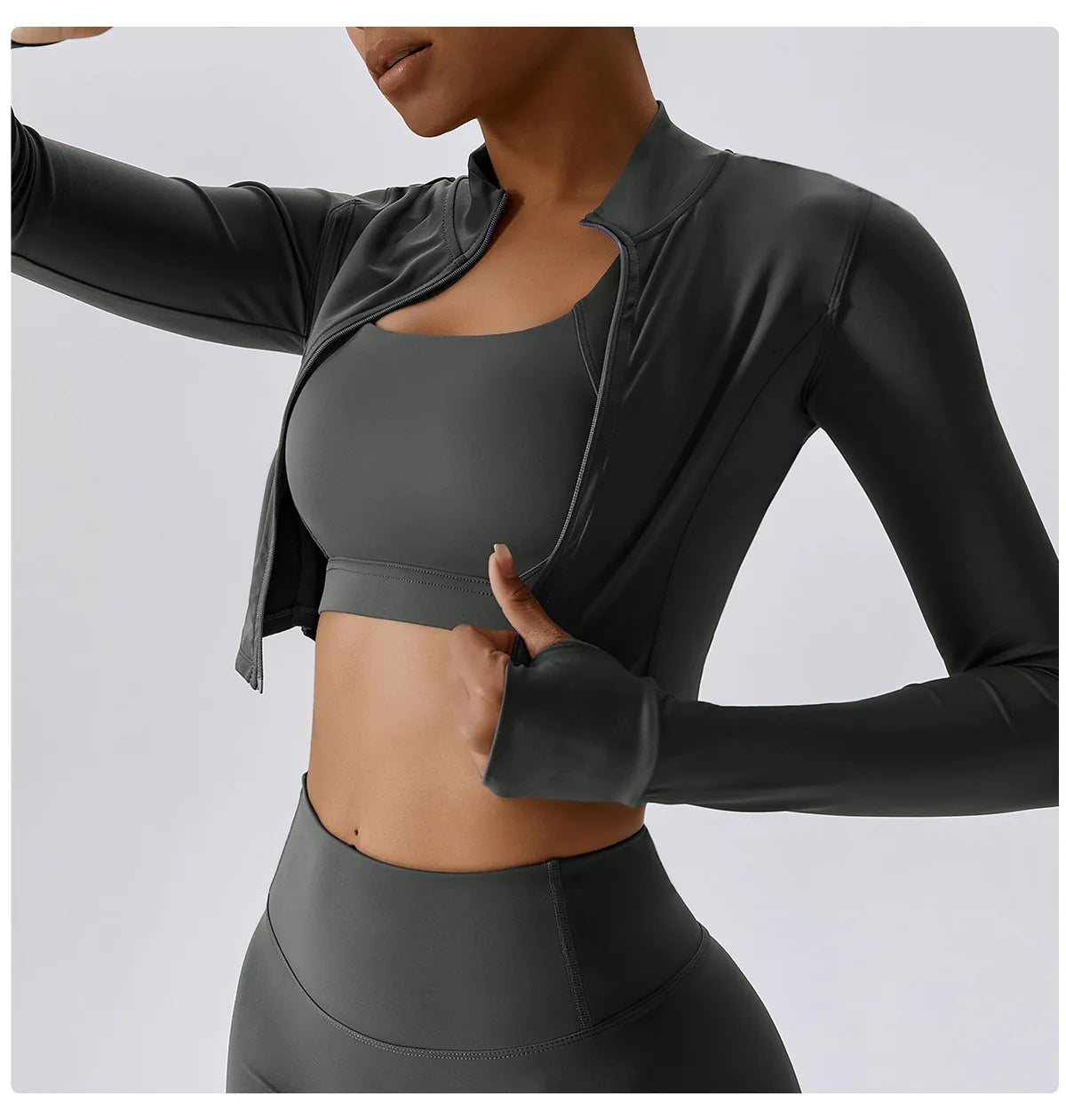 No. 2 Jacket, Super Cropped, Piping Along Curves, Slim Fit, Full Zip
