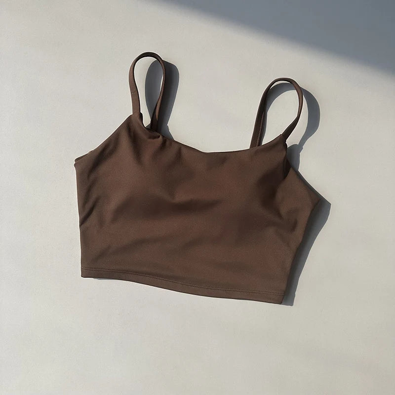 No. 7 Sports Bra, Scoop Back, Cropped Tank, Built in Pads, Buttery, Smoothing Fit