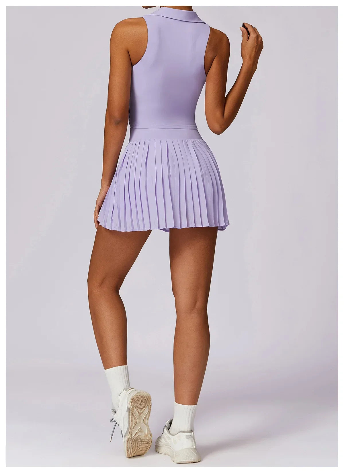 No. 7 Matching Set, Tennis Pleated Skirt With Under Shorts And Pocket, Sleeveless Collar Shirt