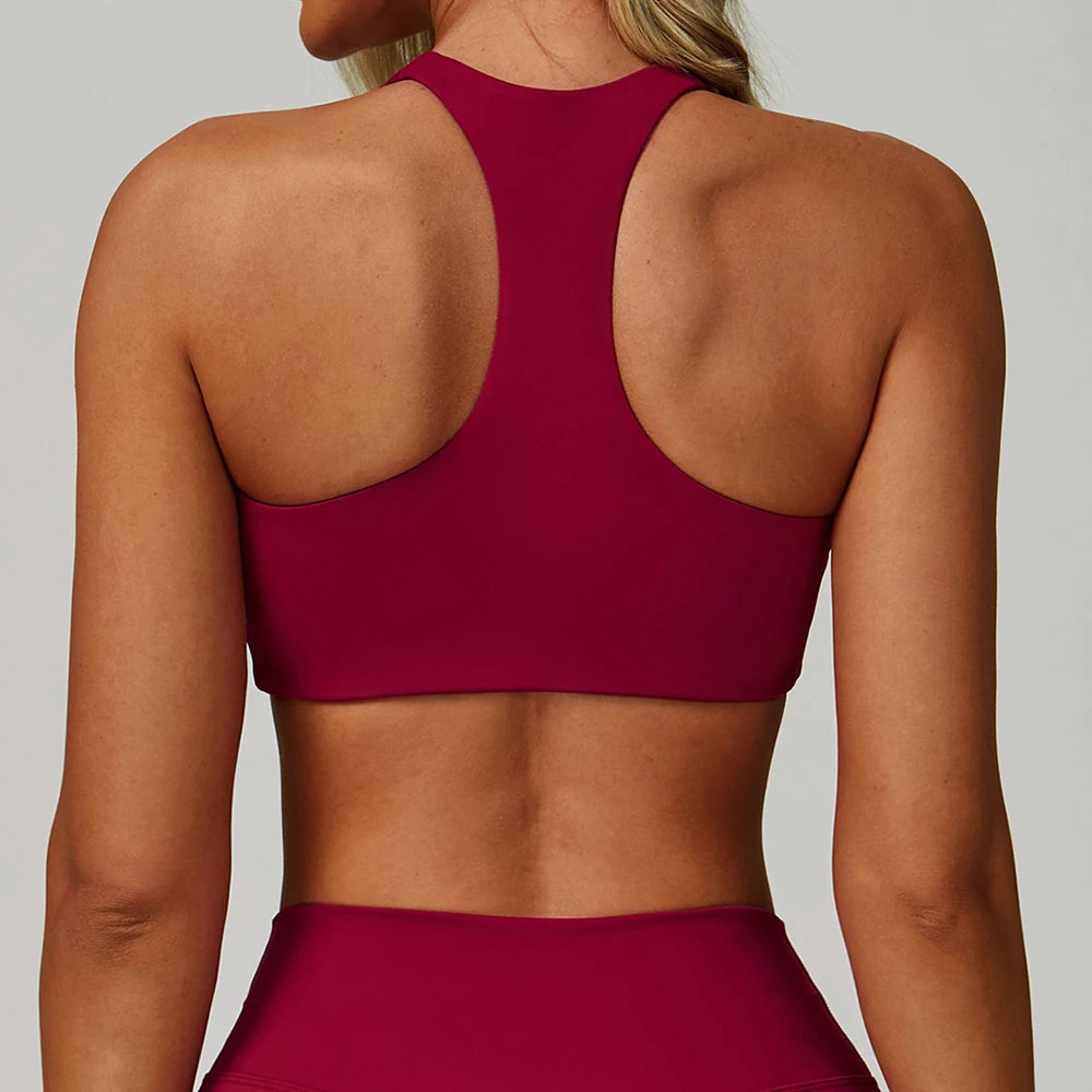 No. 6 Sports Bra, Classic Fit, Racerback, V- Neck, Dry Fit, High Compression, Shock Absorption