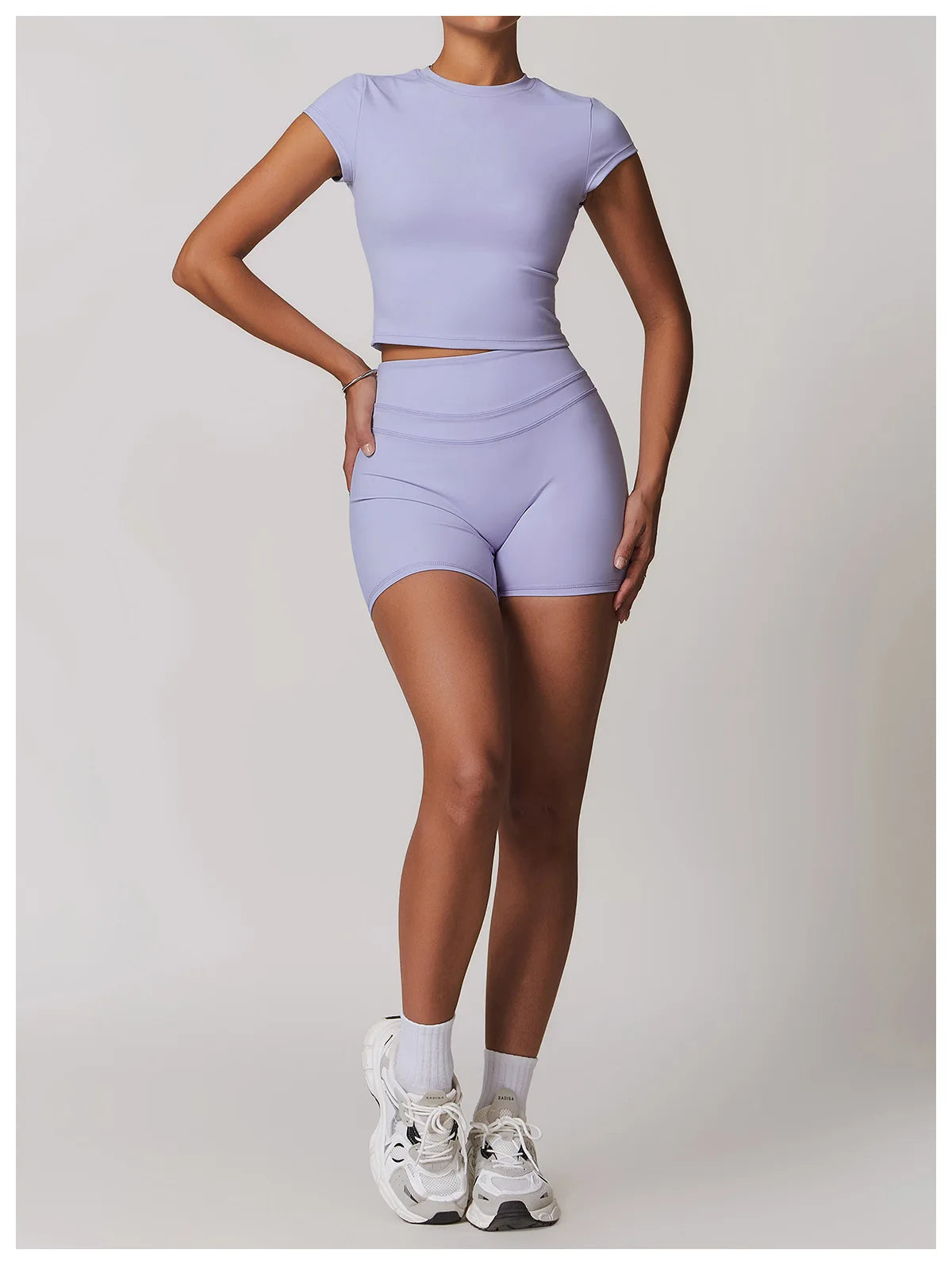 No. 2 Short Sleeve Shirt, Cross Training, Baby Doll Cut, Slim Fit, Waist Grazing Length, Dry Fit, Compressive