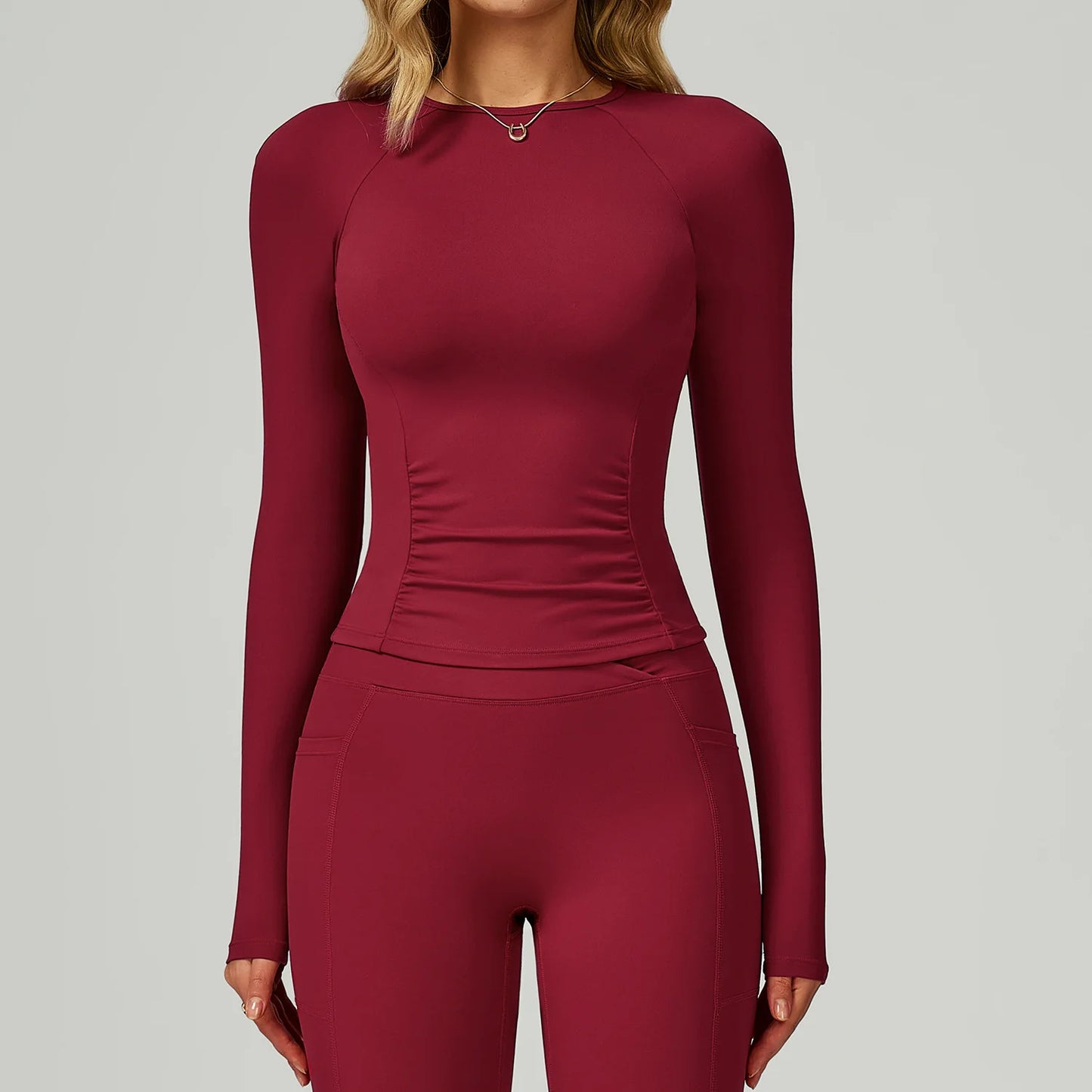 No. 6 Long Sleeve Shirt, Yummy Tummy Ruching, Athletic, Compressive, Dry Fit, Full Coverage