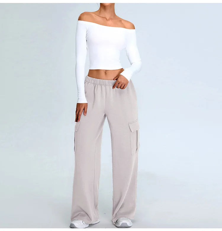 No. 2 Long Sleeve Shirt, Bare Shoulder, Boat Neckline, 4 Way Stretch, Soft Essential