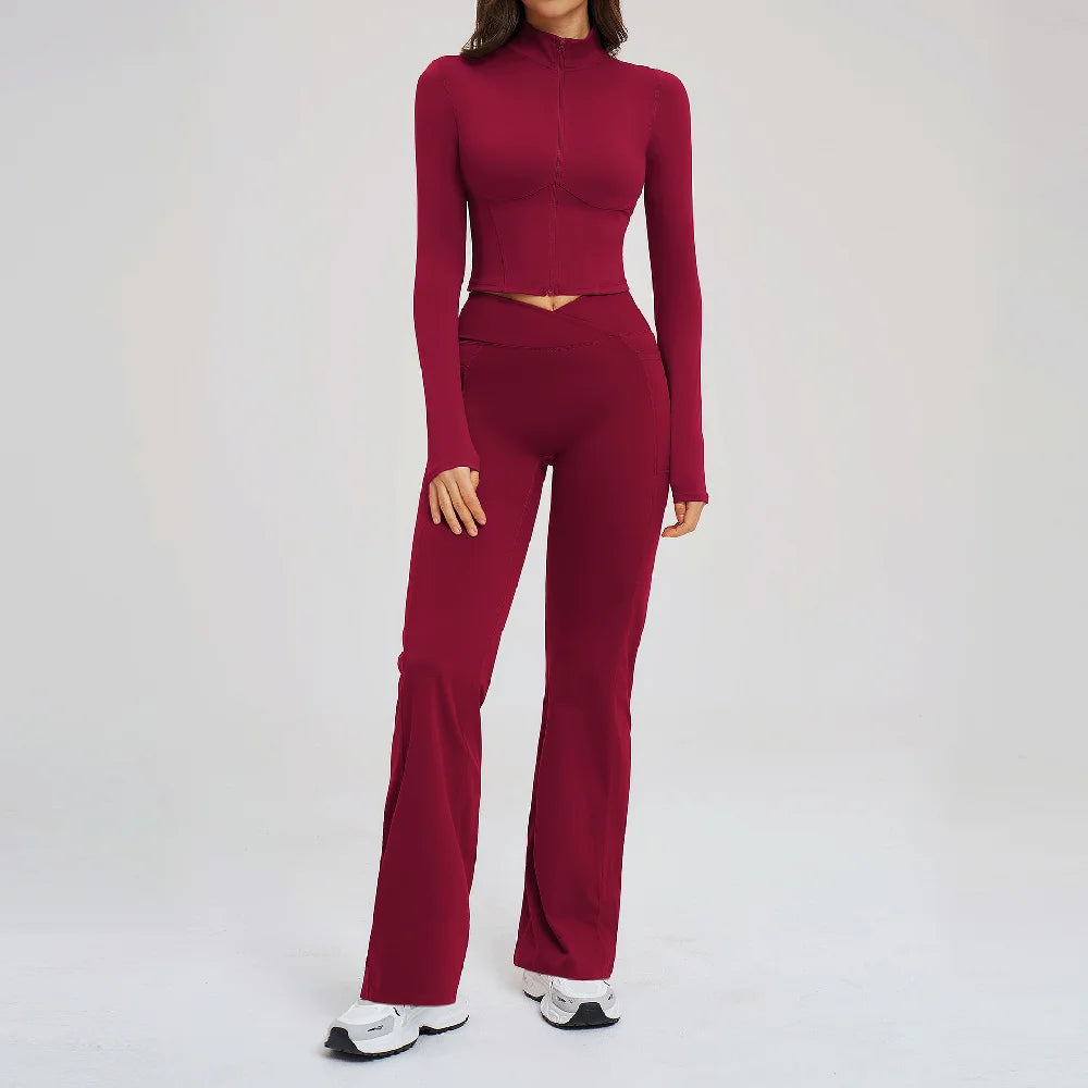 No. 8 Jacket, 2PC, Cropped, Corset, Jacket With Crossover, High-Waist Flared Legging