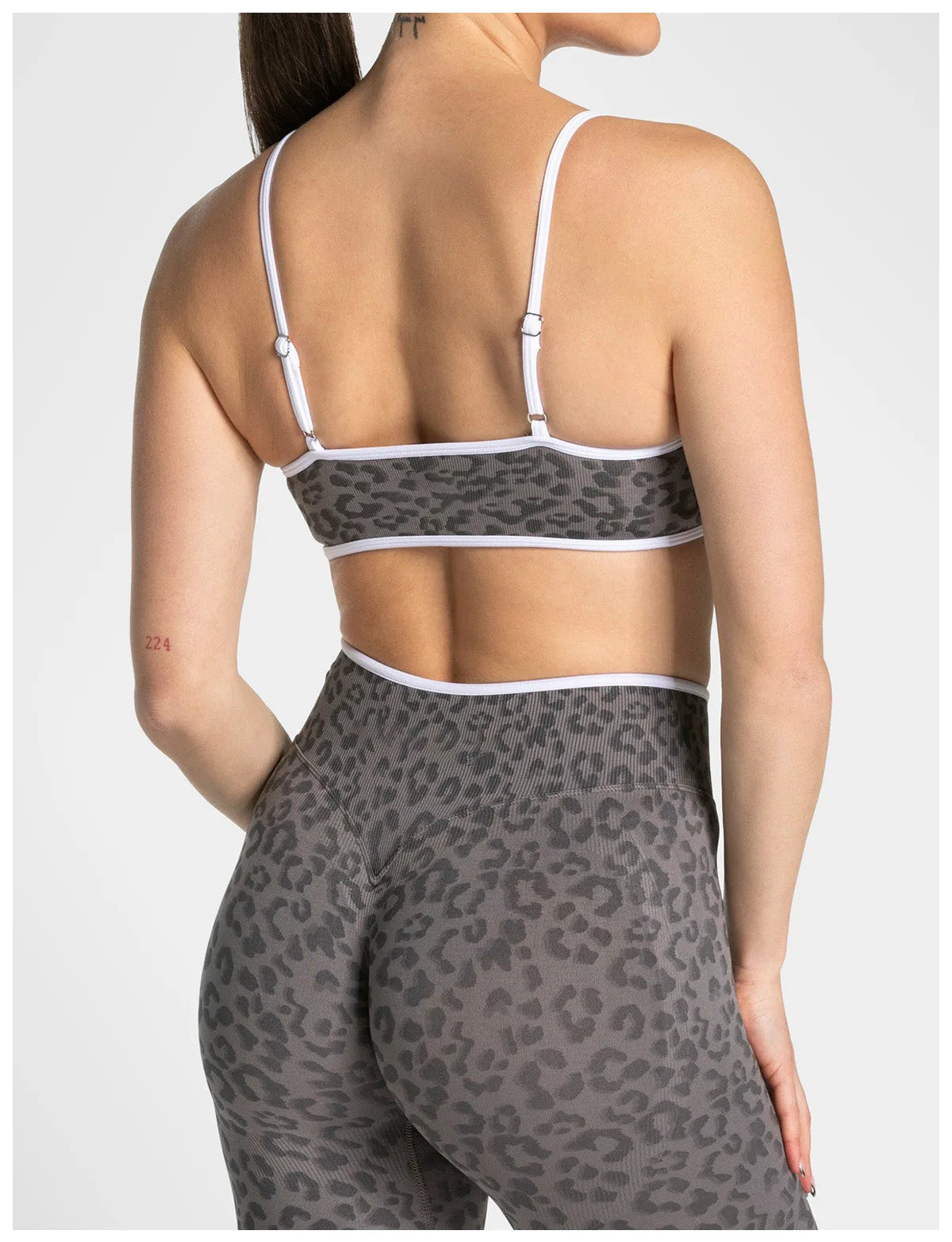 No. 1 Matching Set, Desert Leopard Performance 2 PC Set Scoop Neck Bralette, Premium Micro Ribbed, Seamless Legging