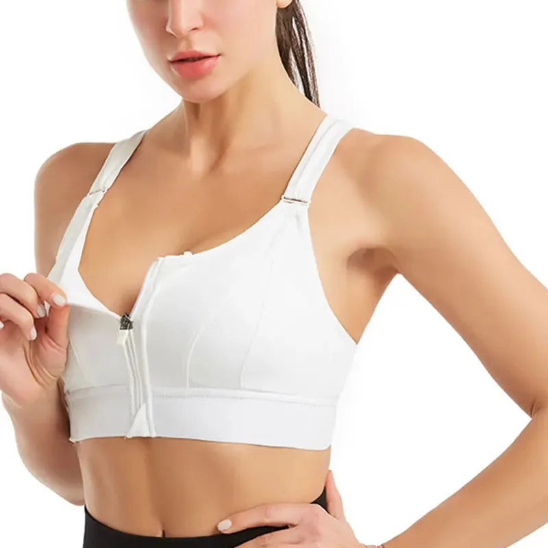 No. 8 Sports Bra, Front Zipper, Shockproof, Adjustable, High Impact Strap, Extended Sizes Available