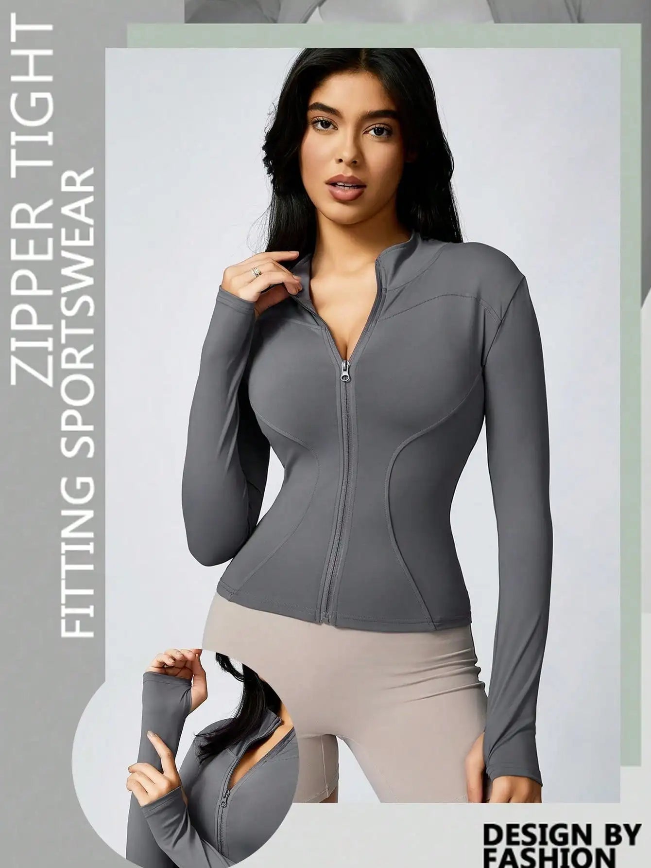 No. 3 Jacket, Hour Glass Piping, O Collar, Full Zip, Thumbholes, Athletic
