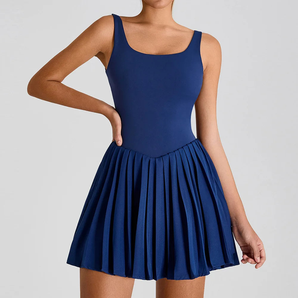 No. 1 Dress, Second Skin Tennis Dress, Pleated, Back Cutout, Under Shorts W/Pockets