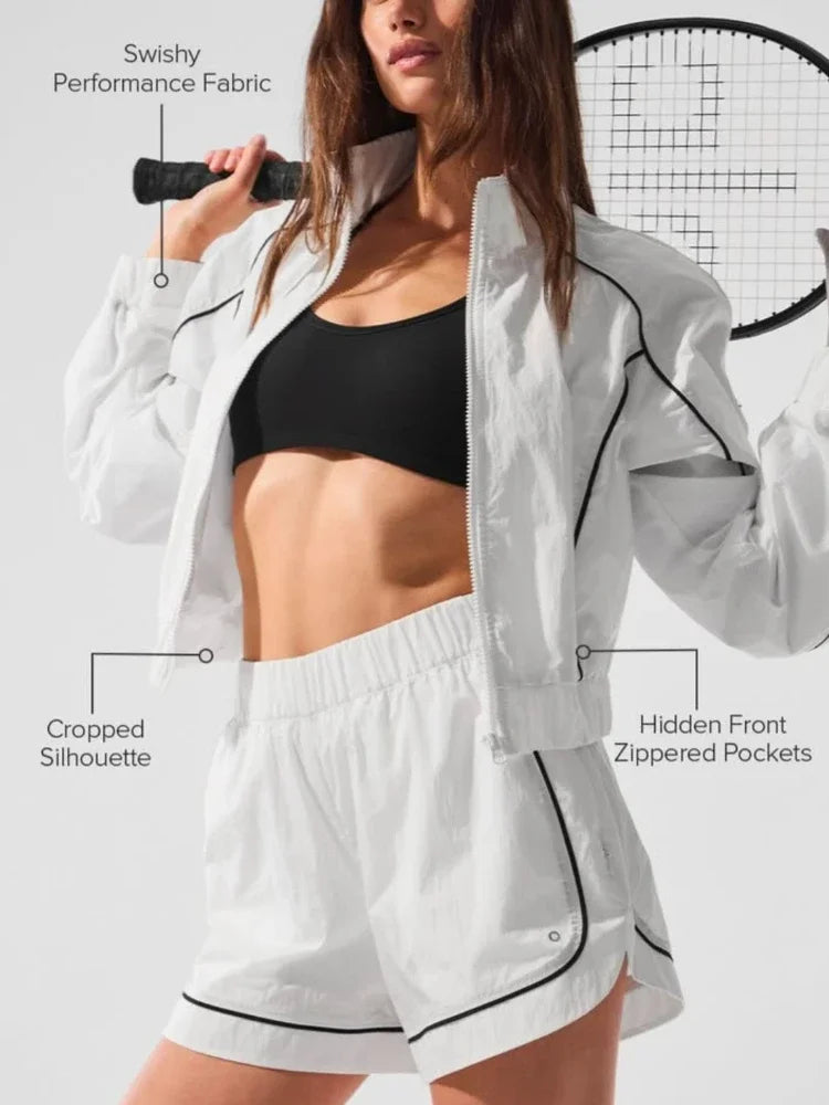 No. 6 Matching Set, 2 PC Racer Tennis Track Jacket And Short