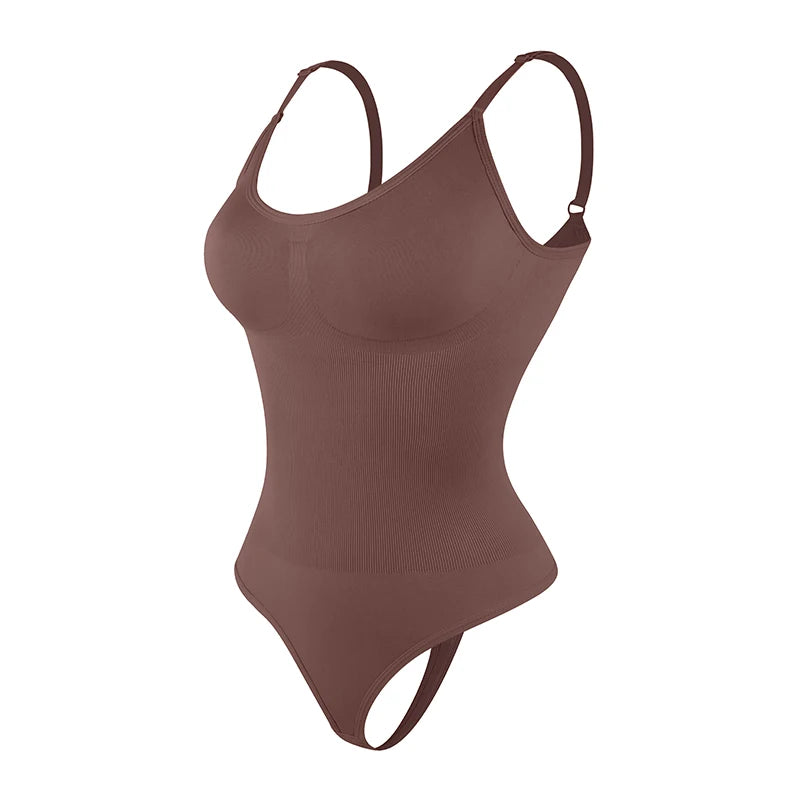 No. 7 Shape Wear, Smoothing Full Bodysuit, Thong Panty, No Bra Compression, Adjustable Straps