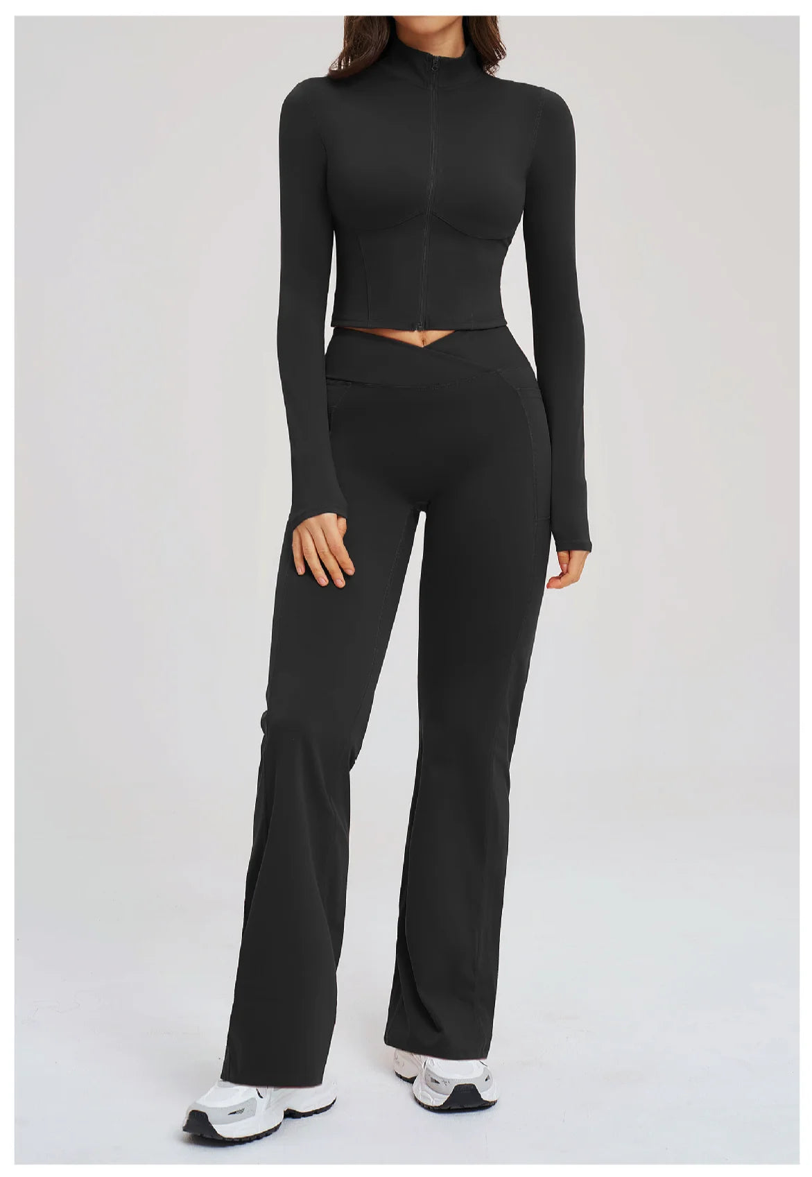 No. 8 Jacket, 2PC, Cropped, Corset, Jacket With Crossover, High-Waist Flared Legging