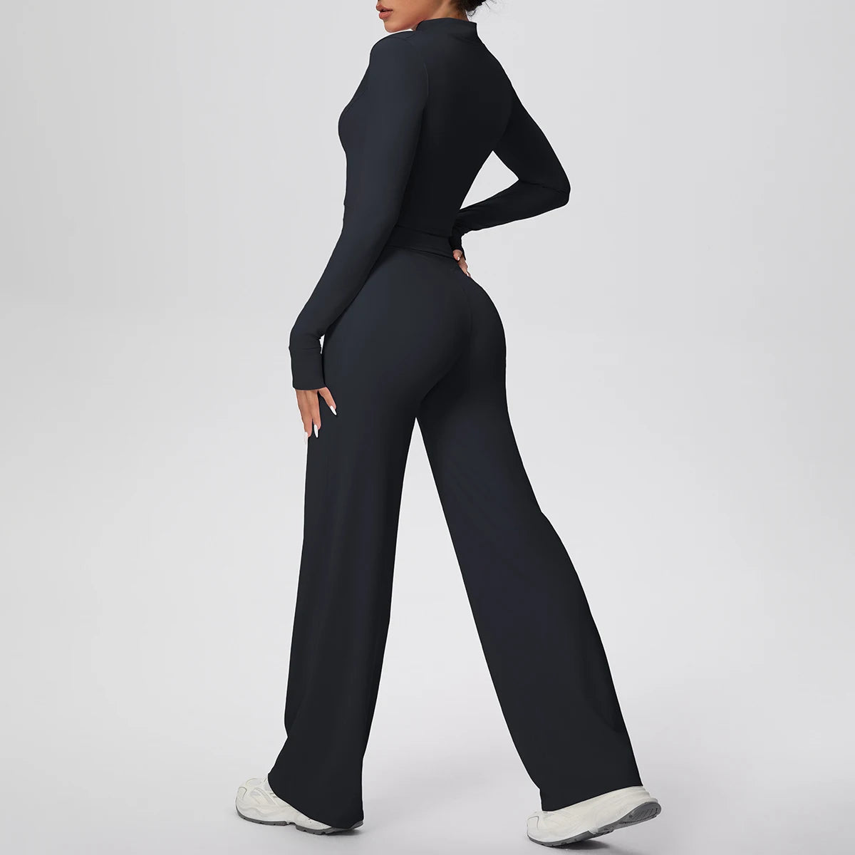No. 1 Matching Set, 3 PC Full Zip Jacket, Halter Tank, and Wide Leg Pant