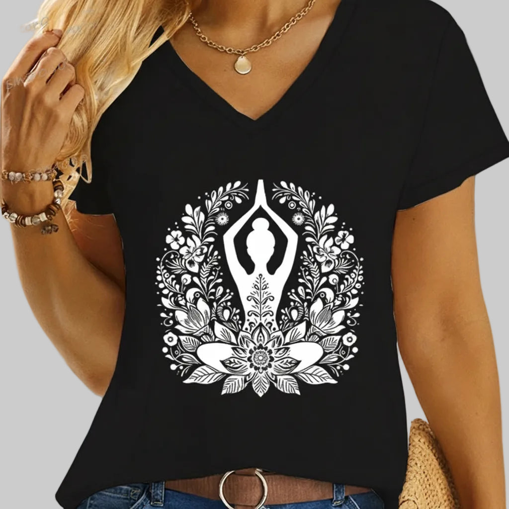 No. 8 Short Sleeve Shirt, Relaxed, V Neck, Favorite T-Shirt, Cotton, Soft Essential, Inclusive Sizing