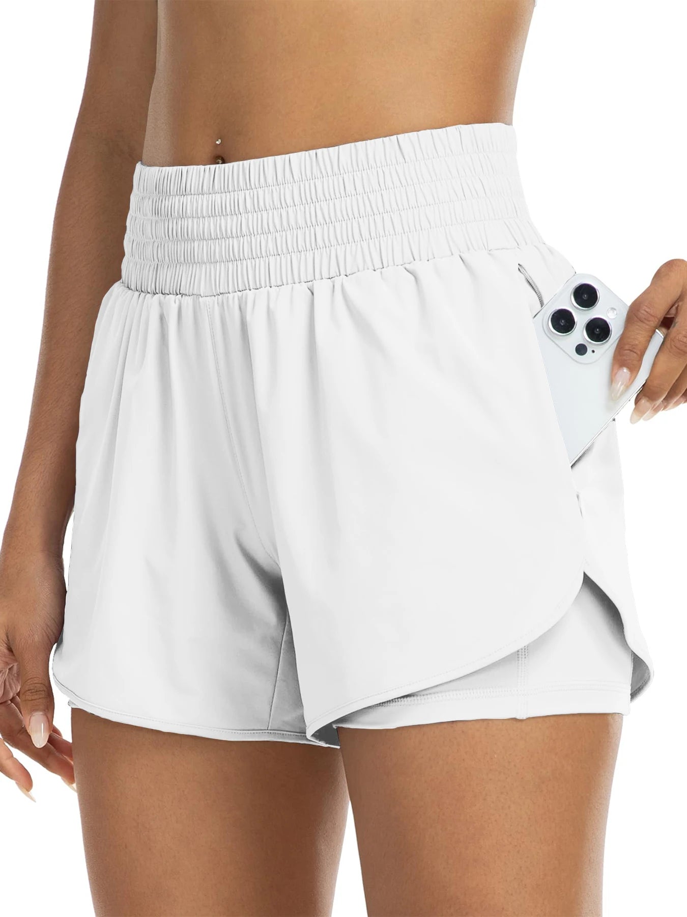No. 1 Short, Breezy Runner, High-Waisted, Athletic, Layered Design With Under Shorts