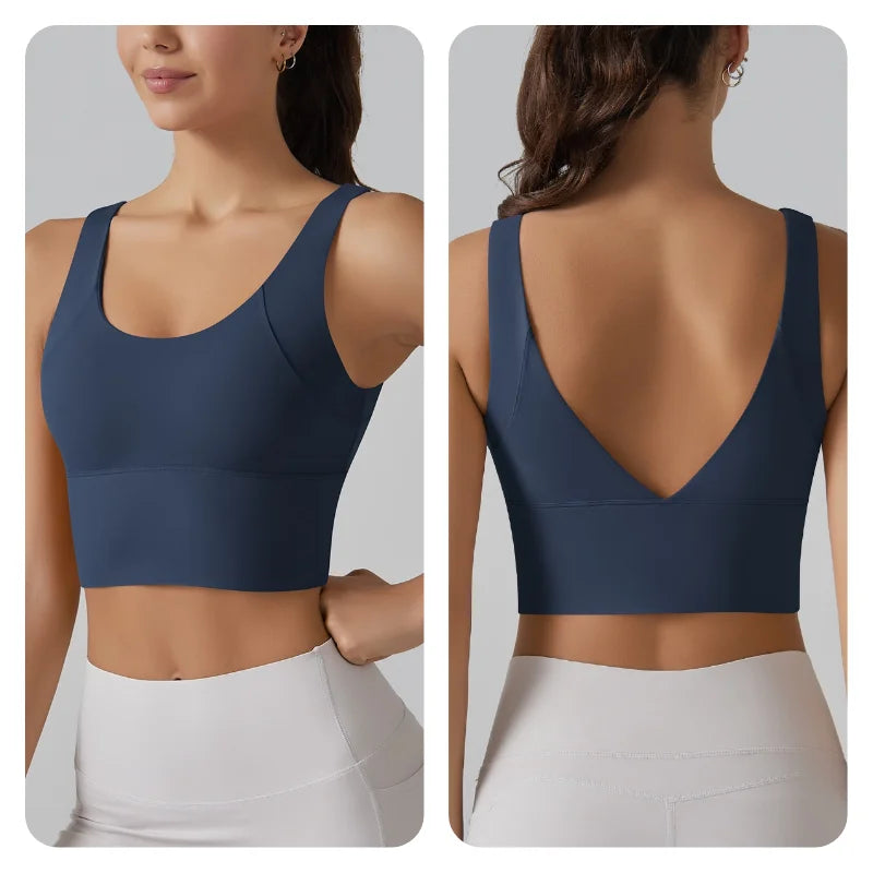 No. 4 Tank Top, Seamless, Compressive, Plunge V Back, Cropped, Running, Training