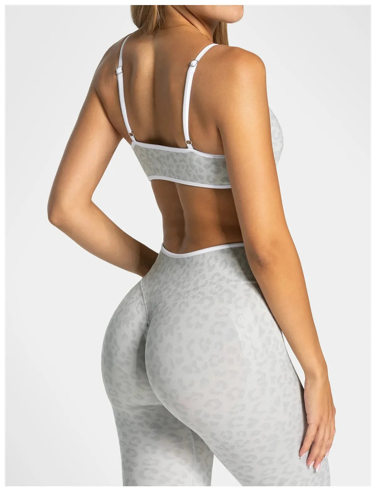 No. 1 Matching Set, Desert Leopard Performance 2 PC Set Scoop Neck Bralette, Premium Micro Ribbed, Seamless Legging