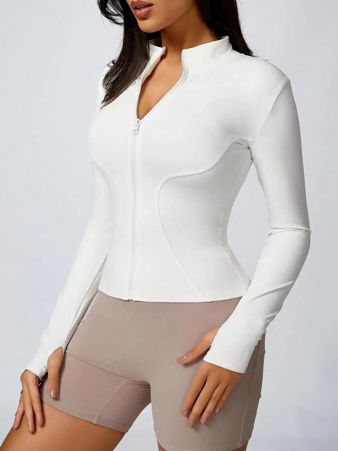 No. 3 Jacket, Hour Glass Piping, O Collar, Full Zip, Thumbholes, Athletic