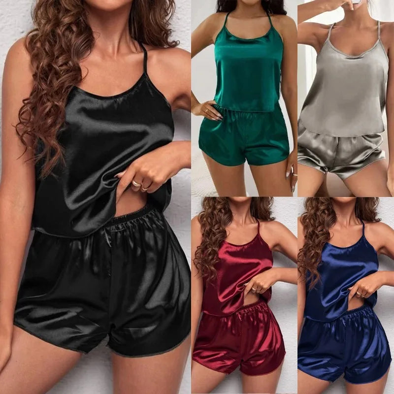 No. 4 Sleepwear Set, Silky Tank Top, Matching Shorty Short, Summer