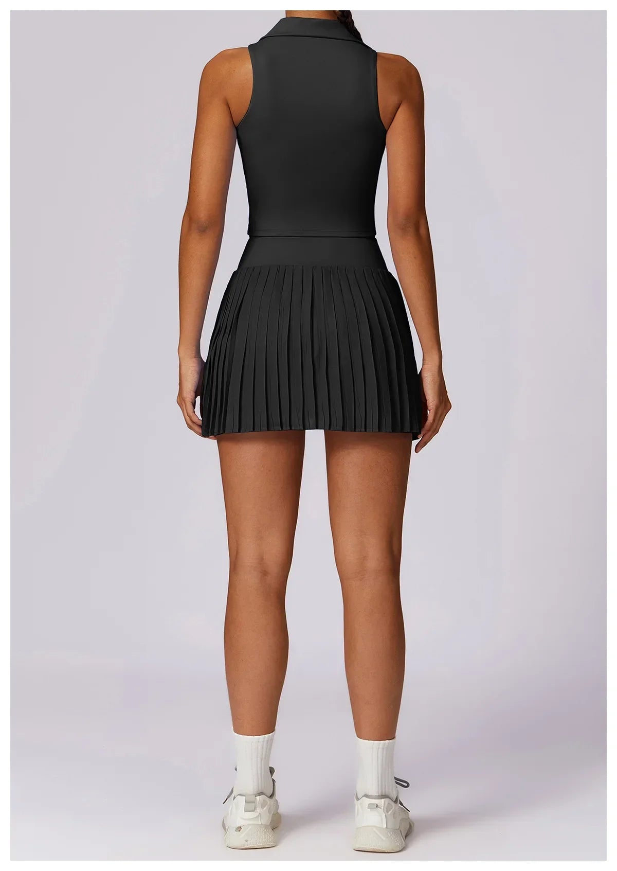 No. 7 Matching Set, Tennis Pleated Skirt With Under Shorts And Pocket, Sleeveless Collar Shirt