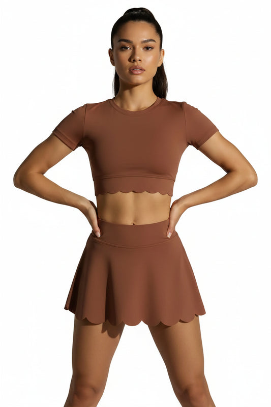 No. 6 Tennis Skirt, Scalloped, High Waisted, Mini Length, Under Shorts Included