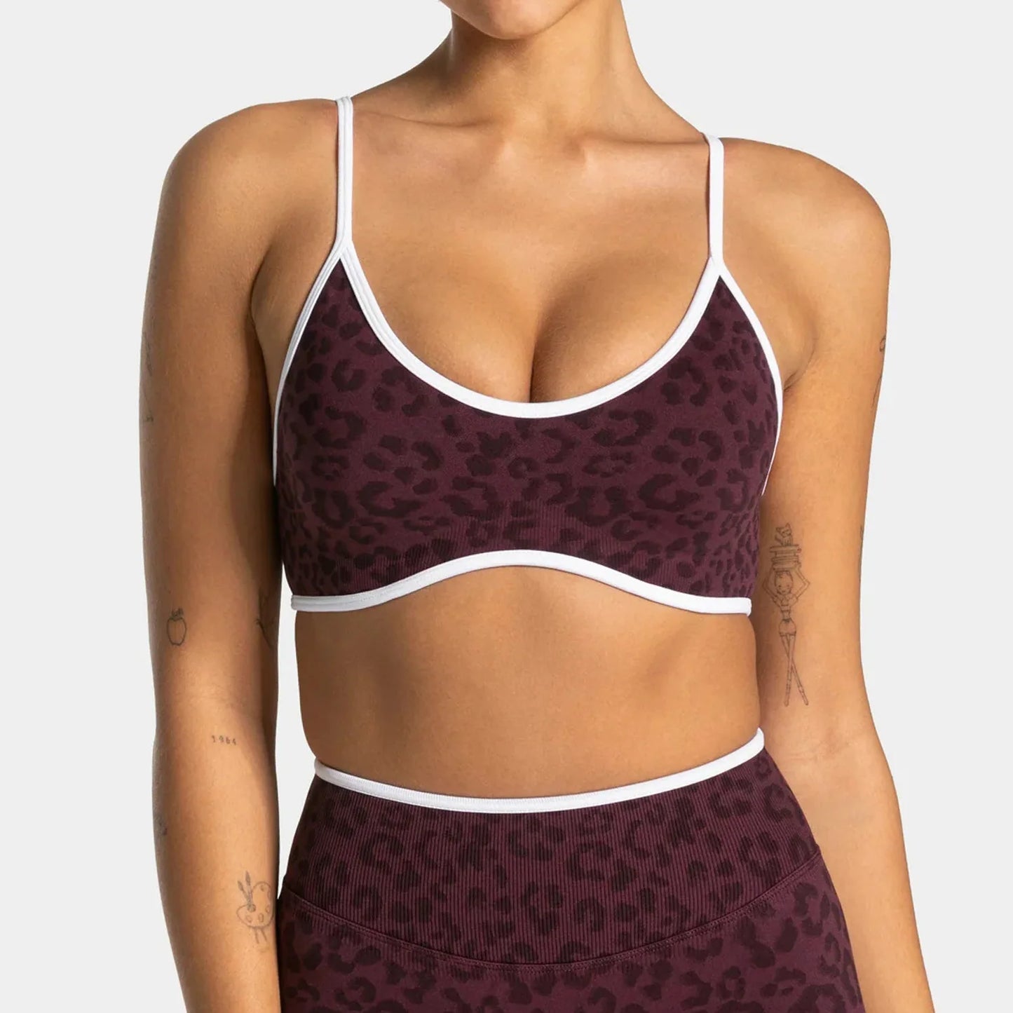 No. 1 Matching Set, Desert Leopard Performance 2 PC Set Scoop Neck Bralette, Premium Micro Ribbed, Seamless Legging