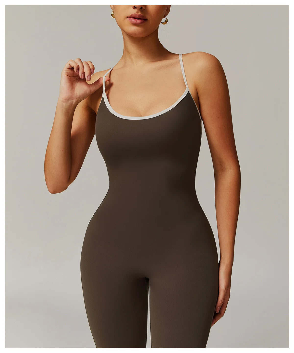 No. 5 Bodysuit, V-Back With Cross Back Straps, Flare Pant, Spaghetti Strap, Scoop Neck