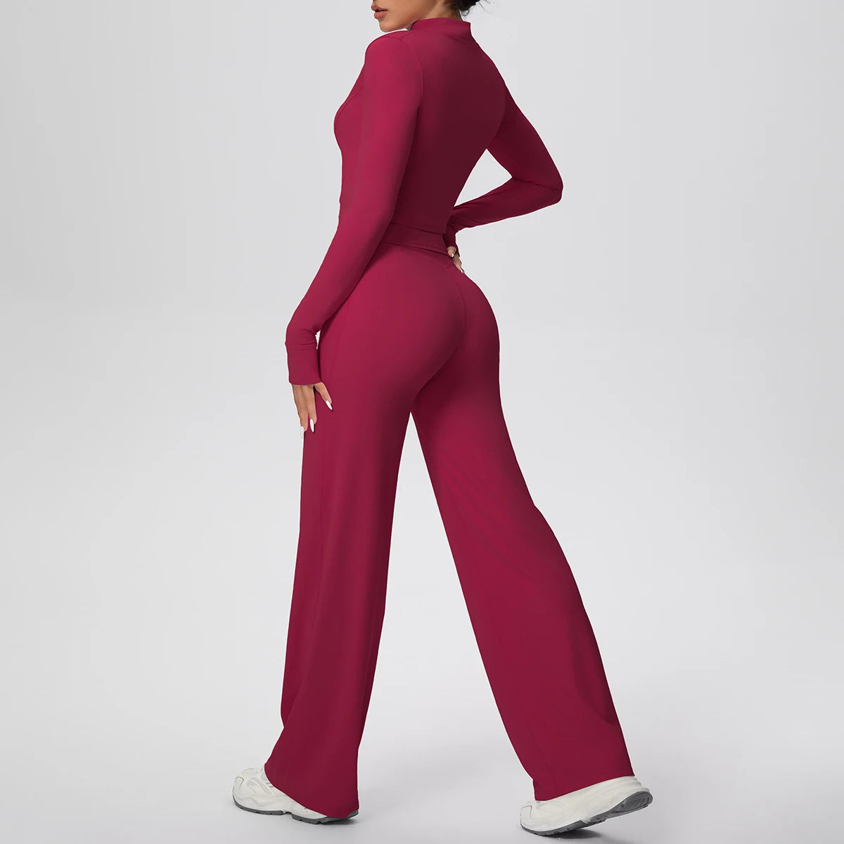 No. 1 Matching Set, 3 PC Full Zip Jacket, Halter Tank, and Wide Leg Pant