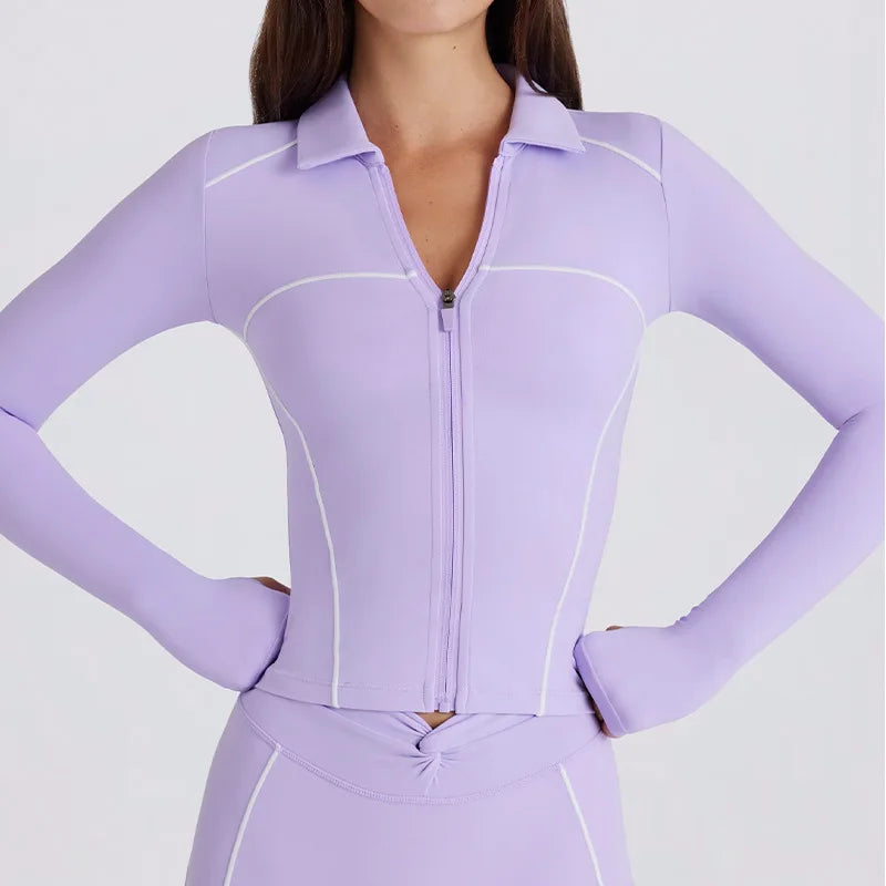 No. 5 Matching Set, 2PC Line Up Long Sleeve Micro Short Set