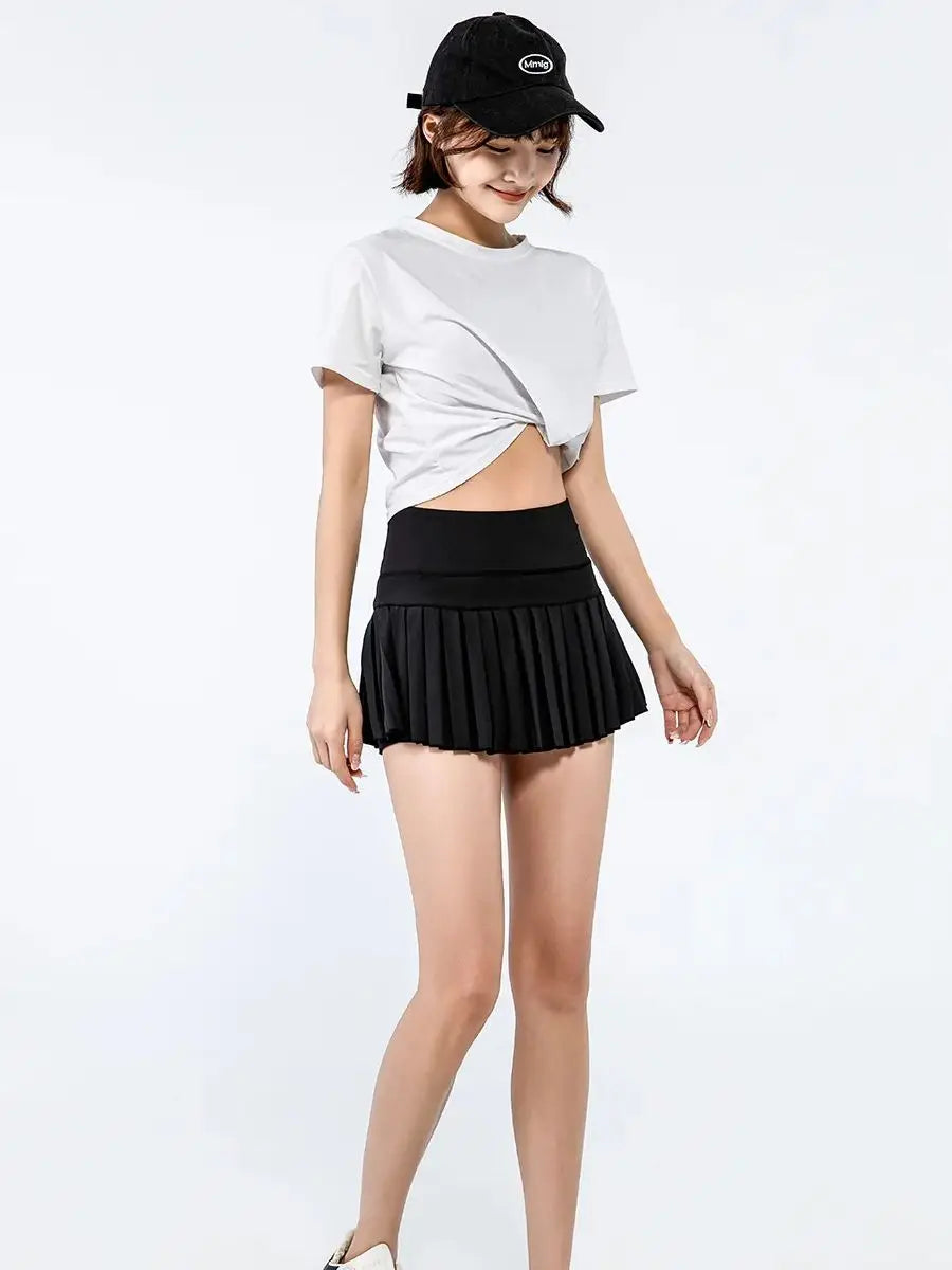 No. 7 Tennis Skirt, Wide High Waist Band, Pleated, Under Short and Pocket