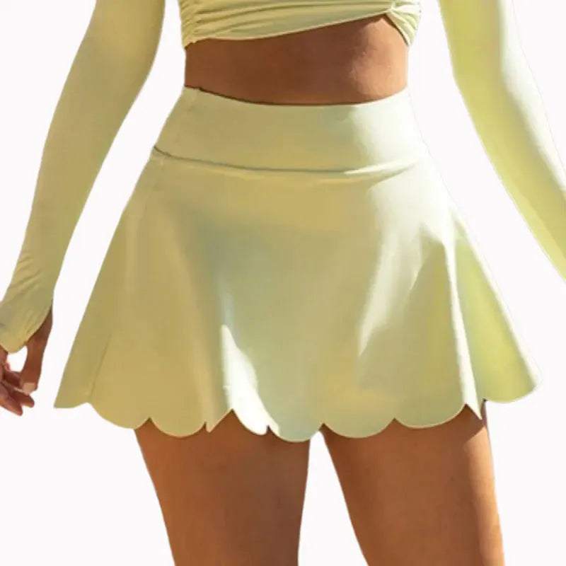 No. 6 Tennis Skirt, Scalloped, High Waisted, Mini Length