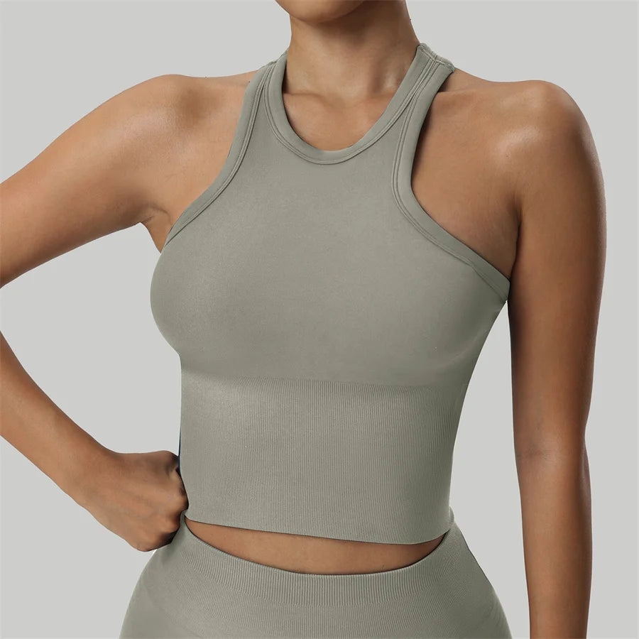 No. 6 Tank Top, Seamless,  Racerback, Compressive Core,  Cropped Length