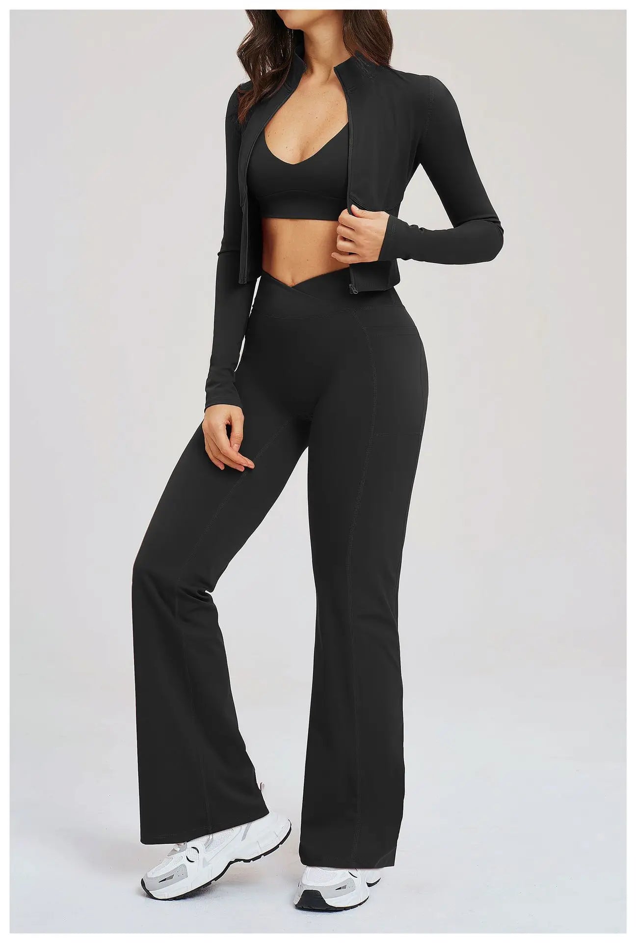 No. 8 Jacket, 2PC, Cropped, Corset, Jacket With Crossover, High-Waist Flared Legging