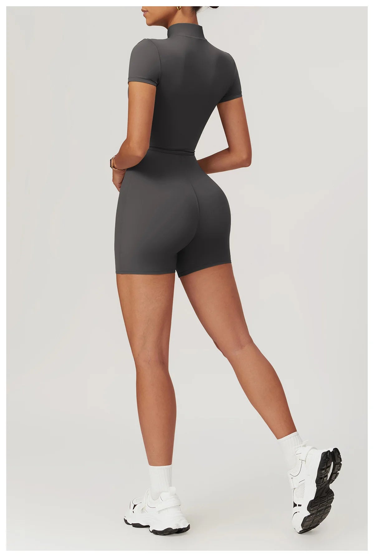 No. 1 BodySuit, Shorts, Short Sleeve, Half Zipper, Seamless, Smoothing, Dry Fit