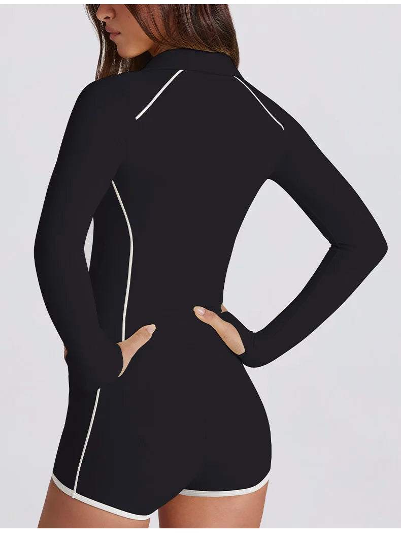 No. 5 Matching Set, 2PC Line Up Long Sleeve Micro Short Set