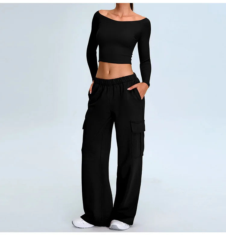 No. 2 Long Sleeve Shirt, Bare Shoulder, Boat Neckline, 4 Way Stretch, Soft Essential
