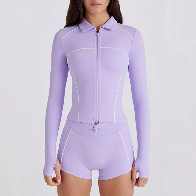 No. 5 Matching Set, 2PC Line Up Long Sleeve Micro Short Set