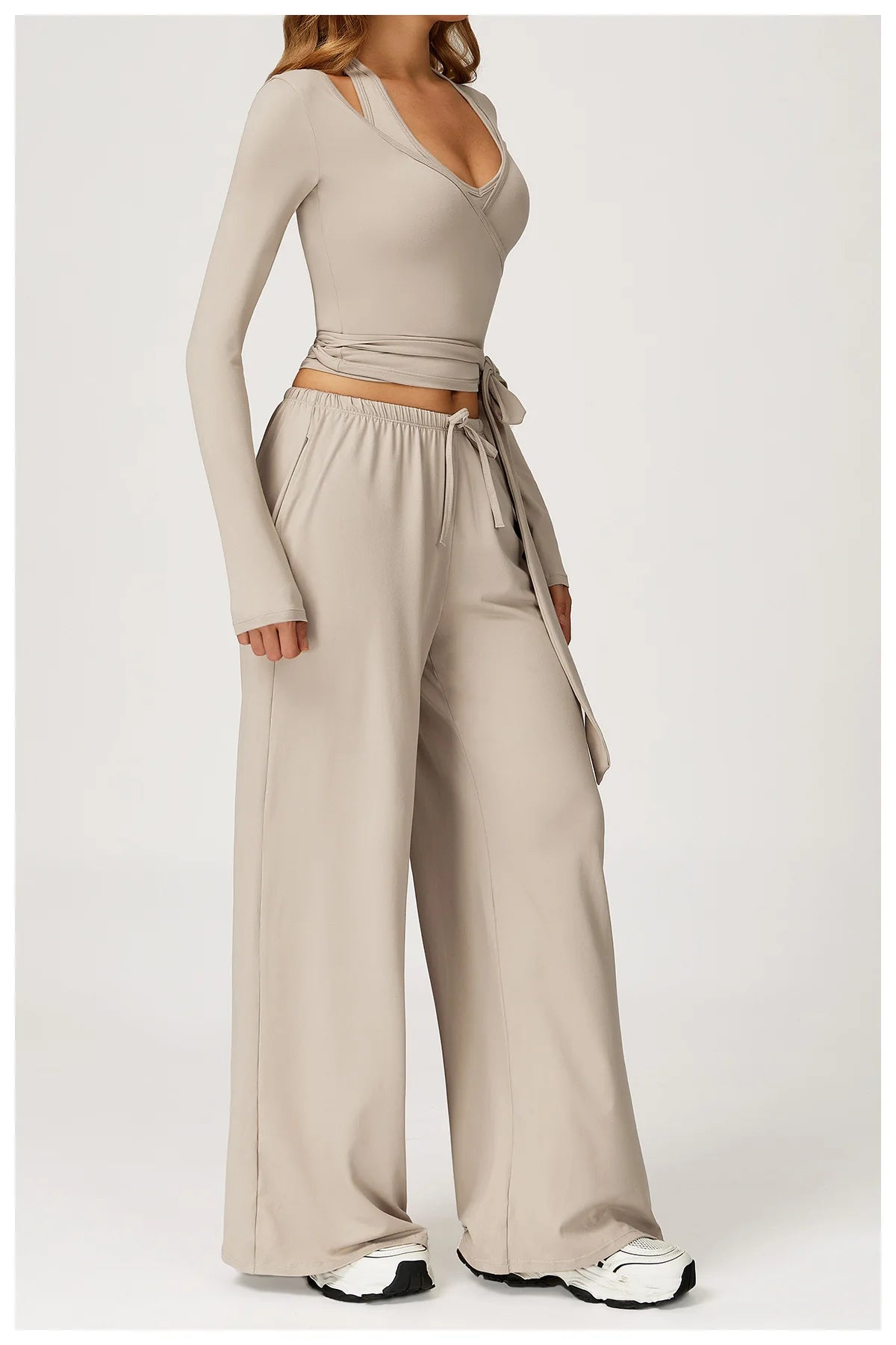 No. 4 Loungewear Top, Long Sleeve, Wrap Closure, Yoga/Pilates Cover