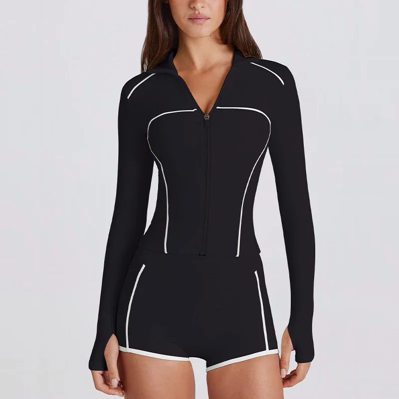 No. 5 Matching Set, 2PC Line Up Long Sleeve Micro Short Set