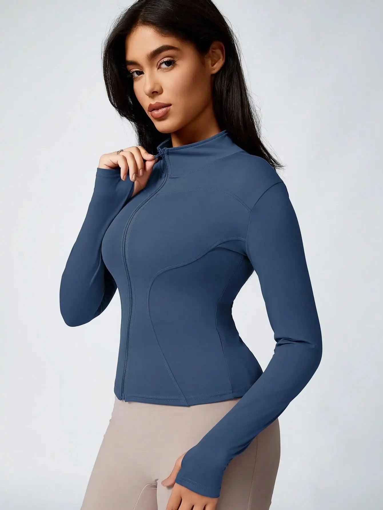 No. 3 Jacket, Hour Glass Piping, O Collar, Full Zip, Thumbholes, Athletic