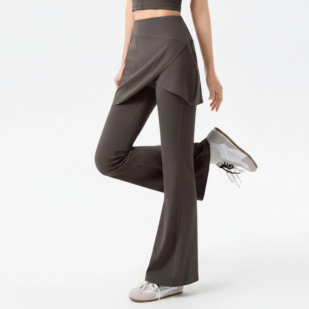 No. 8 Legging, 1 PC, Faux Wrap Skirt With Flare Legging, High-Waist, Dry Fit, Non-Restrictive, Casual