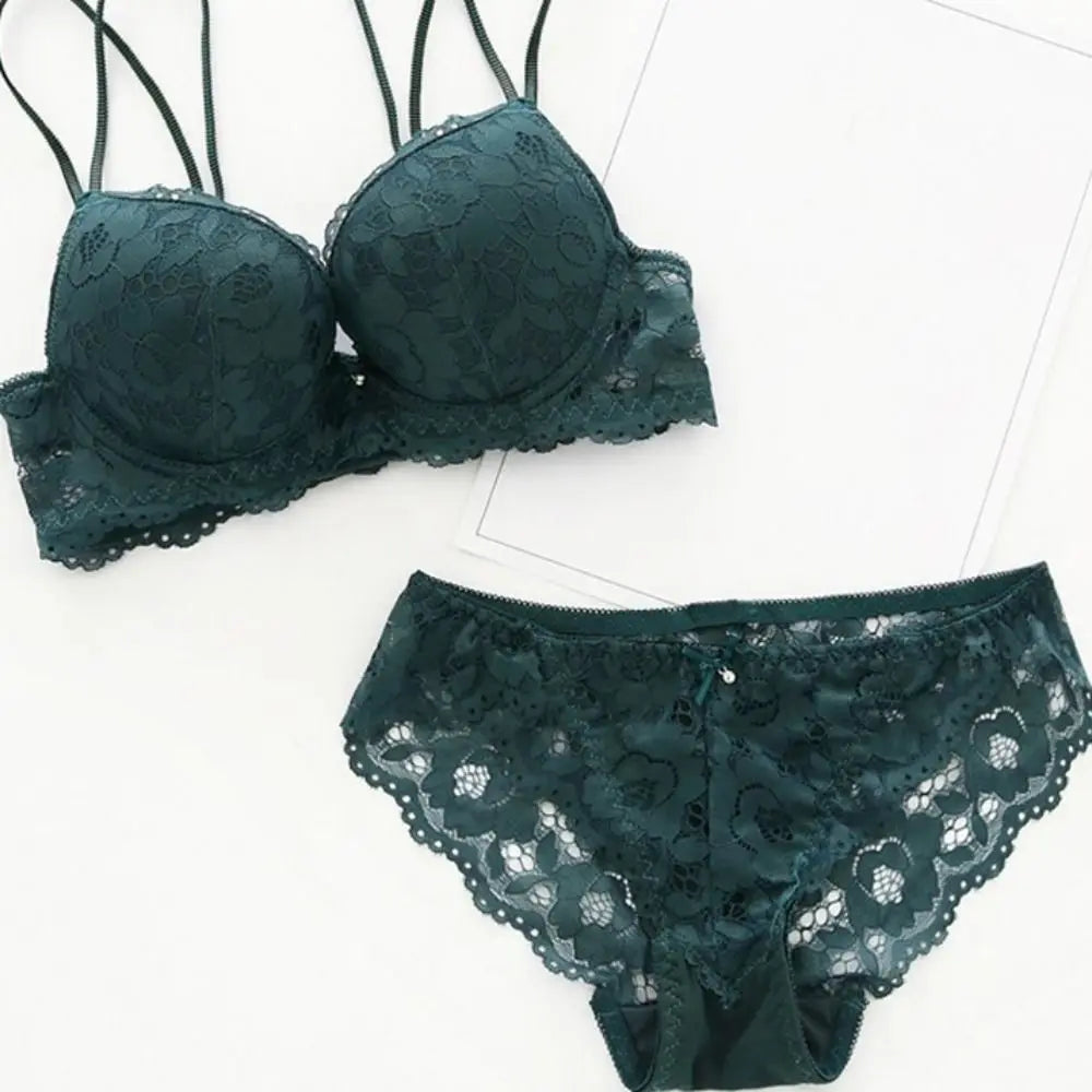 No. 5 Lingerie Set, 2 PC, Tear Shaped Push Up Bra With Full Coverage, Delicate, Lace Panty