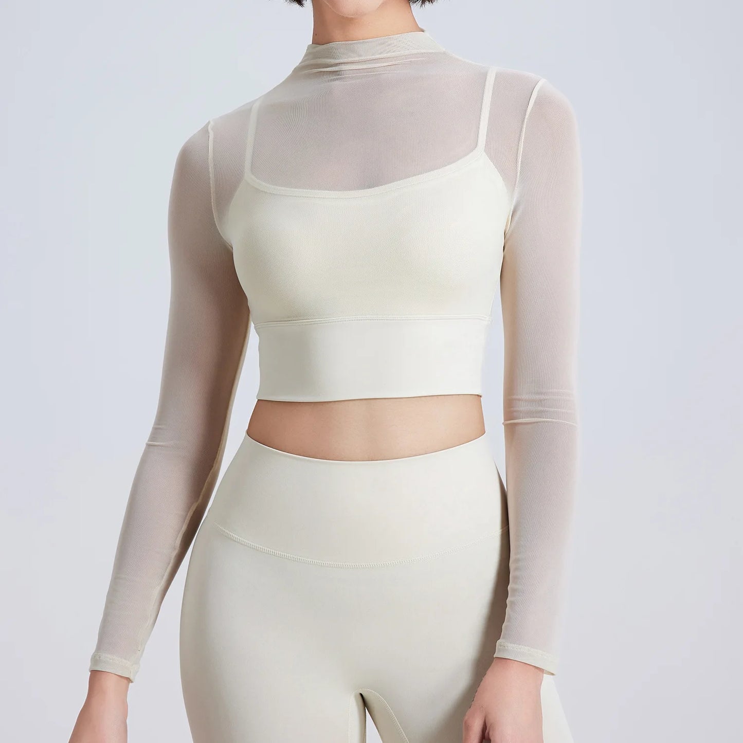 No. 5 Long Sleeve Shirt, 1 PC, Intentionally Sheer, Cropped Length, Slim Fit, Summer