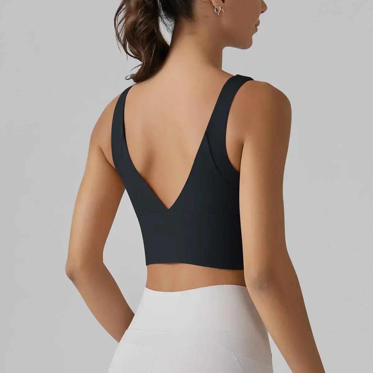 No. 4 Tank Top, Seamless, Compressive, Plunge V Back, Cropped, Running, Training
