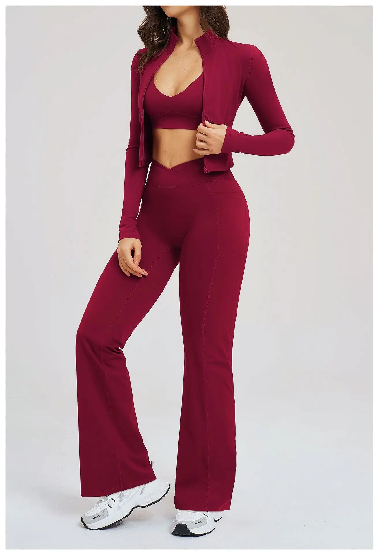 No. 8 Jacket, 2PC, Cropped, Corset, Jacket With Crossover, High-Waist Flared Legging