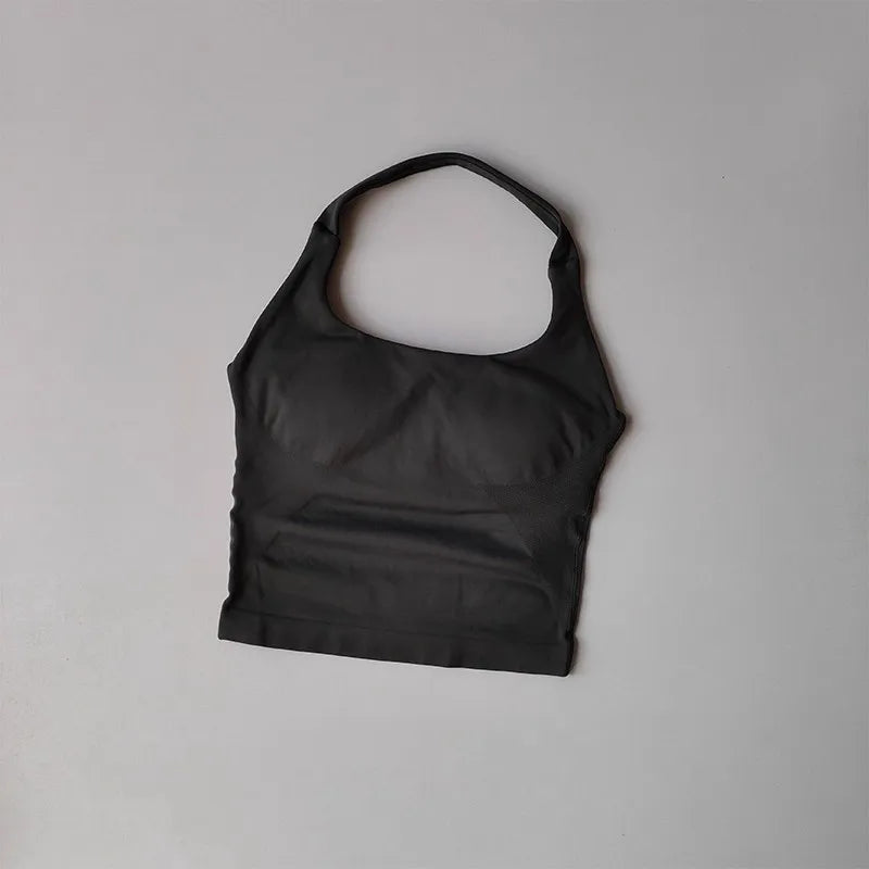 No. 2 Tank Top, Halter Cut, Bare Shoulder, Open Upper Back, Built In Bra