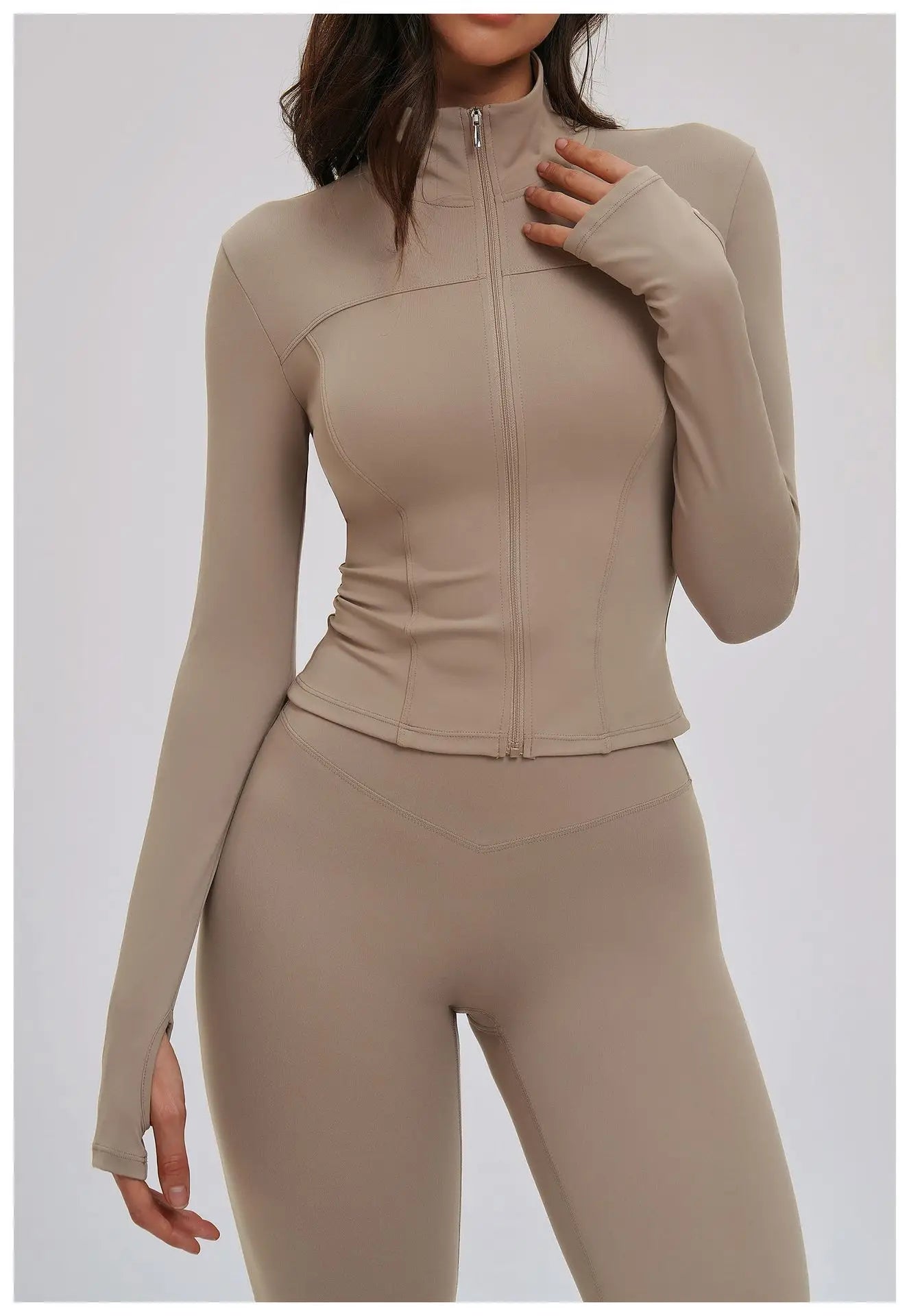 No. 5 Jacket, Convertible Collar, Structured Design, Smoothing, Long Sleeve, Full Zipper
