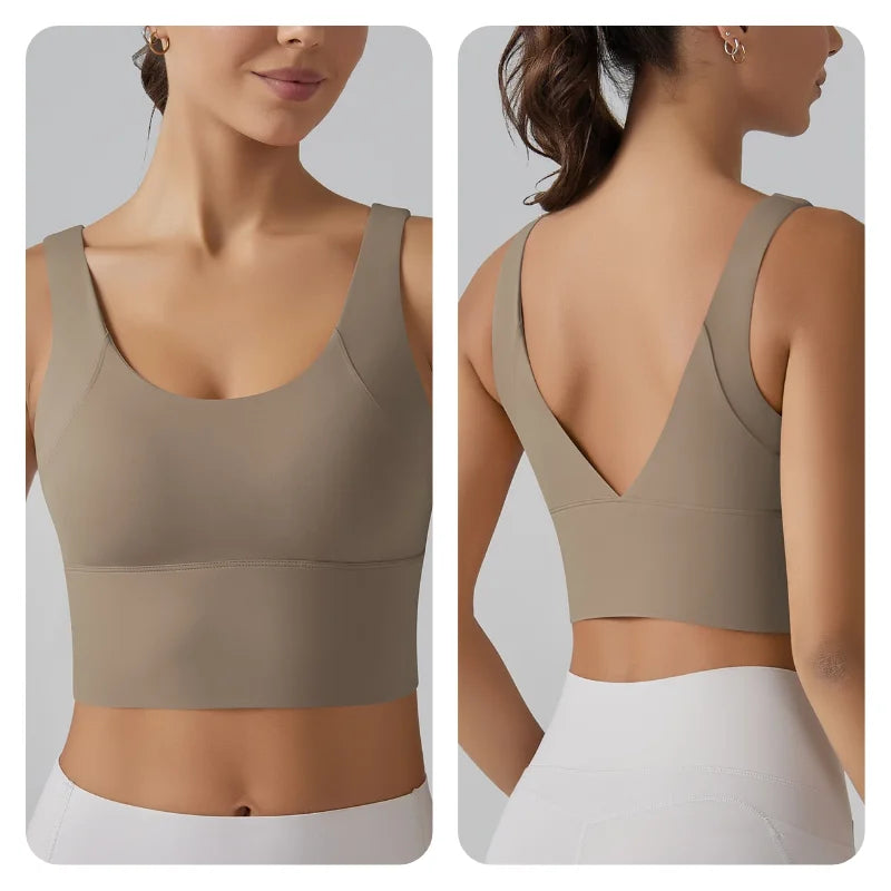 No. 4 Tank Top, Seamless, Compressive, Plunge V Back, Cropped, Running, Training