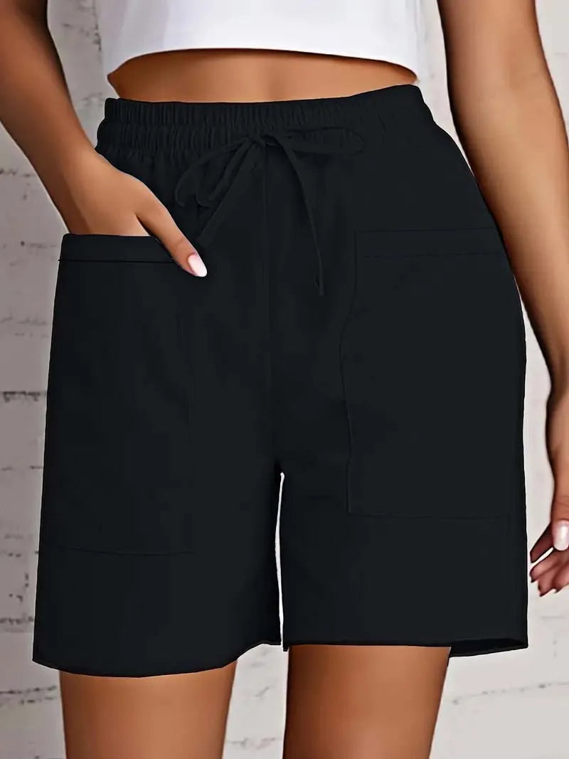 No. 2 Shorts, High-Waist, Mid-Thigh, Loose Fit, Front Flat Pockets With Draw String, Casual