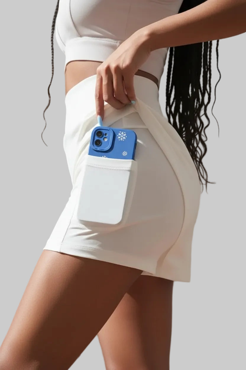 No. 4 Shorts, Extra Wide, Fold Over Comfort Waist Band, Layered Under Short With Pocket
