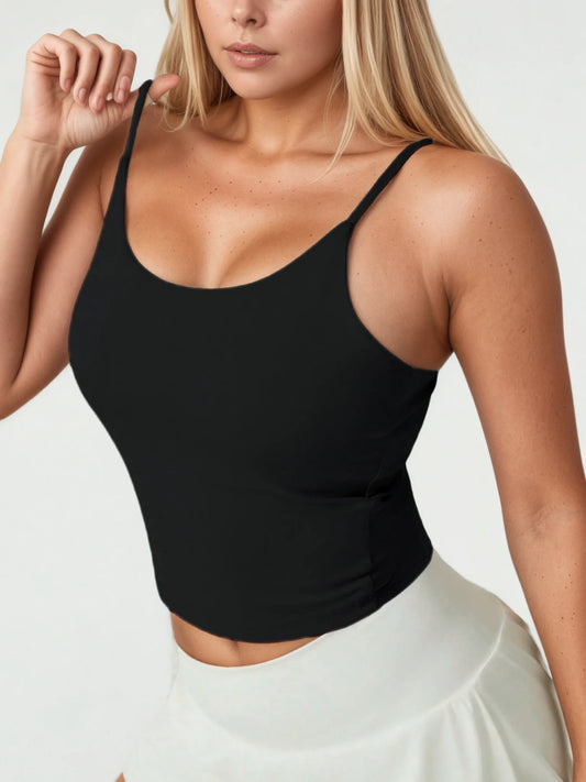 No. 8 Tank Top, Casual, Scoop Neckline, Buttery Feel, Delicate Straps, Waist Length